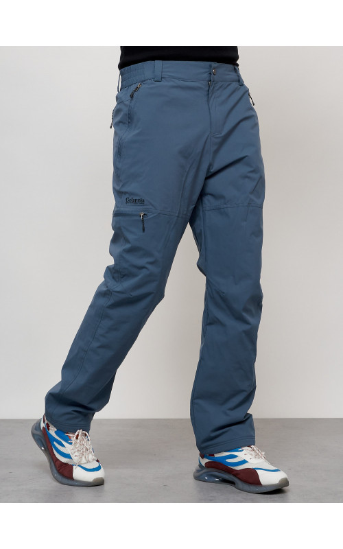 Мужские брюки с флисовой подкладкой синего цвета