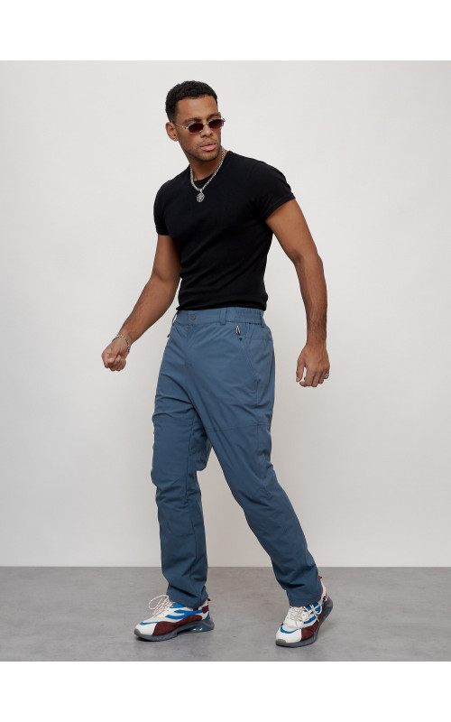 Мужские брюки с флисовой подкладкой синего цвета