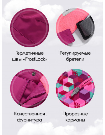 Розовый горнолыжный костюм для девочки зимой