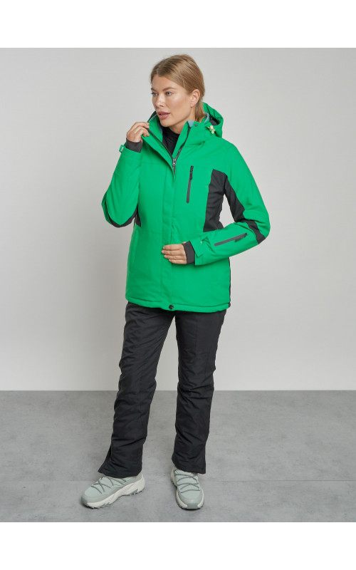 Женский горнолыжный костюм зимний, зелёный, для спорта. в Тюмени