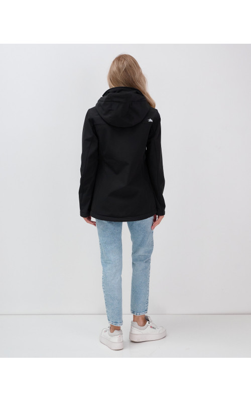 Женская спортивная ветровка с капюшоном softshell, чёрная, для активного отдыха в Тюмени