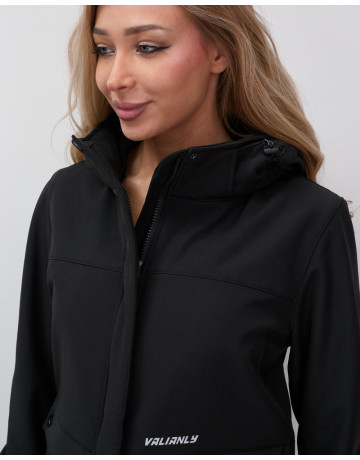 Женская спортивная ветровка с капюшоном softshell, чёрная, для активного отдыха в Тюмени