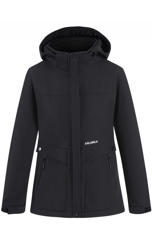 Женская спортивная ветровка с капюшоном softshell, чёрная, для активного отдыха в Тюмени