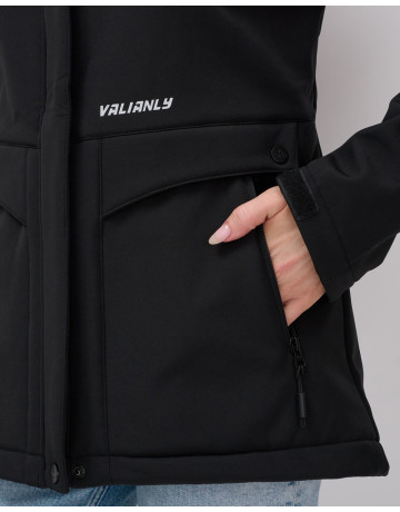 Женская спортивная ветровка с капюшоном softshell, чёрная, для активного отдыха в Тюмени