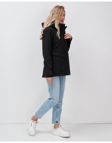 Женская спортивная ветровка с капюшоном softshell, чёрная, для активного отдыха в Тюмени