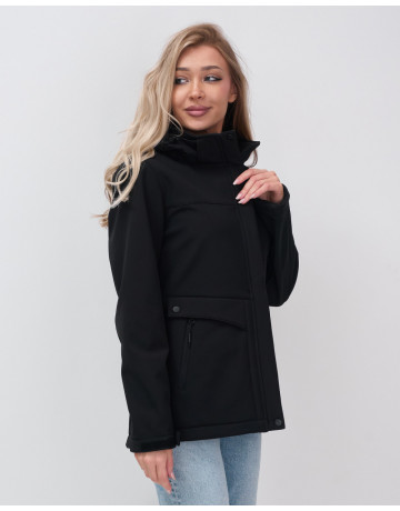 Женская спортивная ветровка с капюшоном softshell, чёрная, для активного отдыха в Тюмени