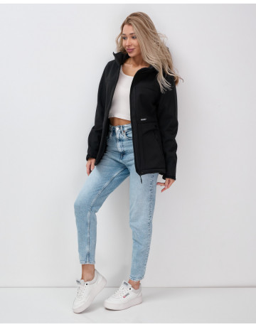 Женская спортивная ветровка с капюшоном softshell, чёрная, для активного отдыха в Тюмени