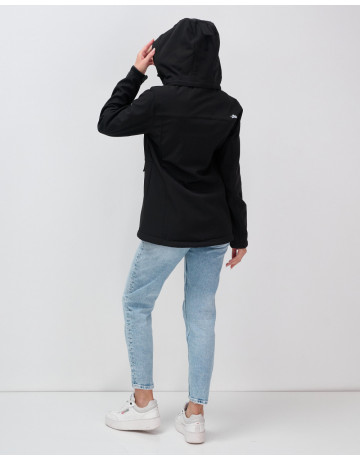 Женская спортивная ветровка с капюшоном softshell, чёрная, для активного отдыха в Тюмени