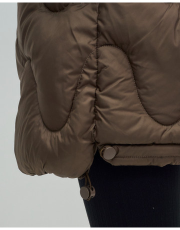 Женский модный пуховик с капюшоном, тёмно-коричневый. в Тюмени