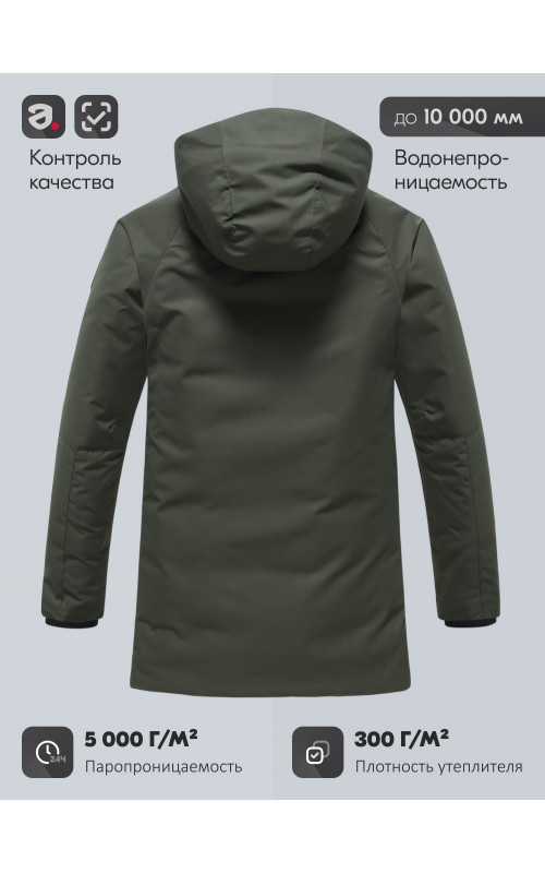 Зимняя мужская парка с капюшоном хаки, для активного отдыха в Тюмени