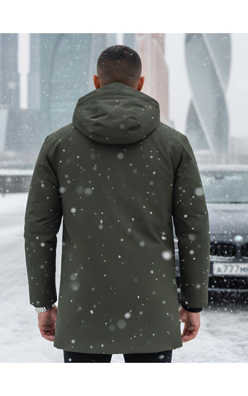 Зимняя мужская парка с капюшоном хаки, для активного отдыха в Тюмени