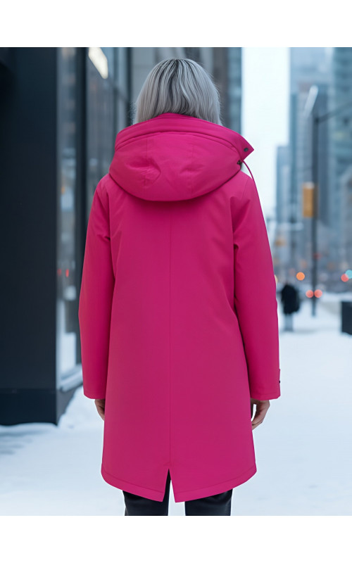 Женская зимняя парка с капюшоном, розовая, для прогулок. в Тюмени