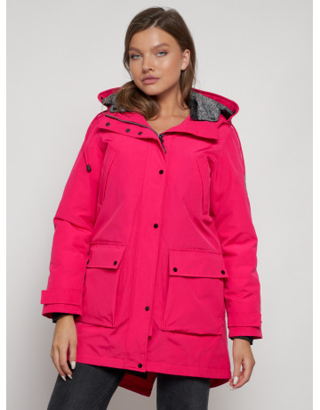 Женская зимняя парка с капюшоном, розовая, для прогулок. в Тюмени