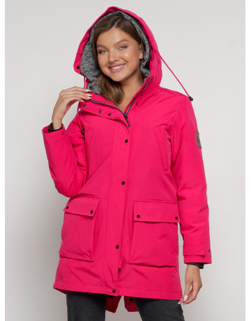 Женская зимняя парка с капюшоном, розовая, для прогулок. в Тюмени