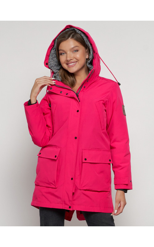 Женская зимняя парка с капюшоном, розовая, для прогулок. в Тюмени
