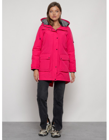 Женская зимняя парка с капюшоном, розовая, для прогулок. в Тюмени
