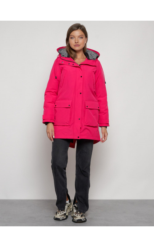 Женская зимняя парка с капюшоном, розовая, для прогулок. в Тюмени