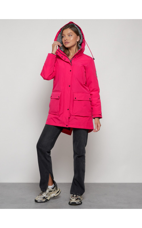 Женская зимняя парка с капюшоном, розовая, для прогулок. в Тюмени