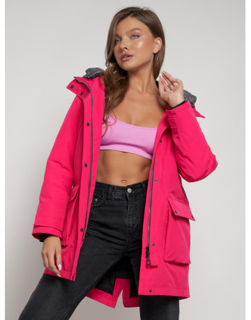 Женская зимняя парка с капюшоном, розовая, для прогулок. в Тюмени