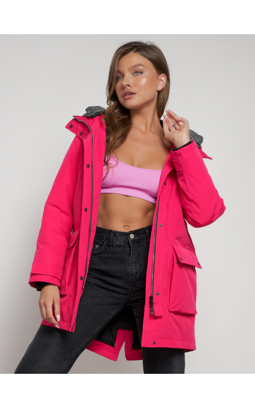 Женская зимняя парка с капюшоном, розовая, для прогулок. в Тюмени