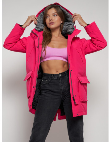 Женская зимняя парка с капюшоном, розовая, для прогулок. в Тюмени