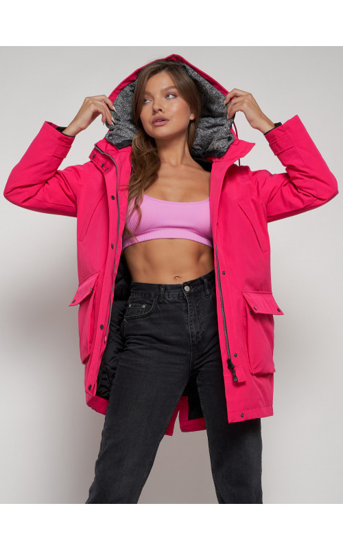 Женская зимняя парка с капюшоном, розовая, для прогулок. в Тюмени
