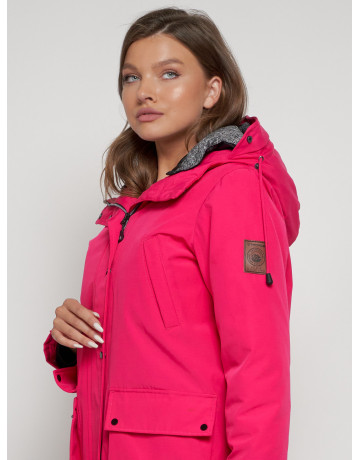 Женская зимняя парка с капюшоном, розовая, для прогулок. в Тюмени