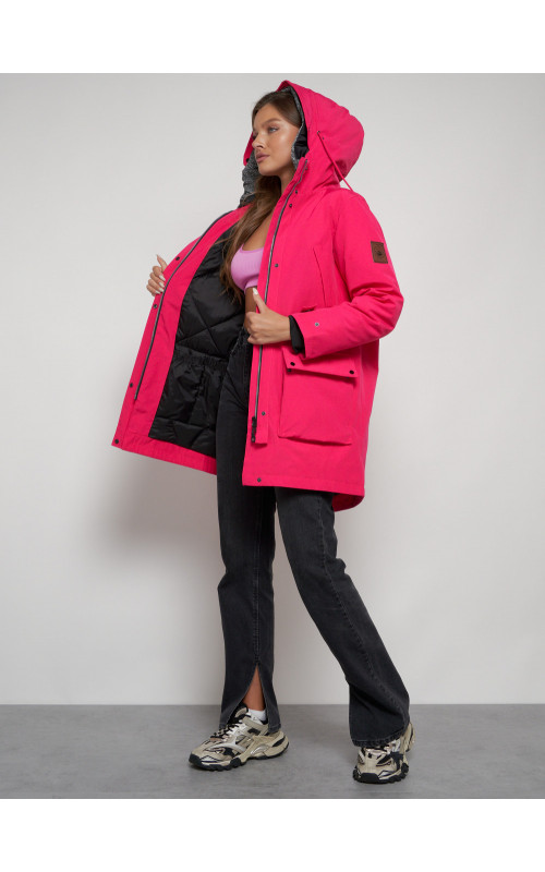 Женская зимняя парка с капюшоном, розовая, для прогулок. в Тюмени