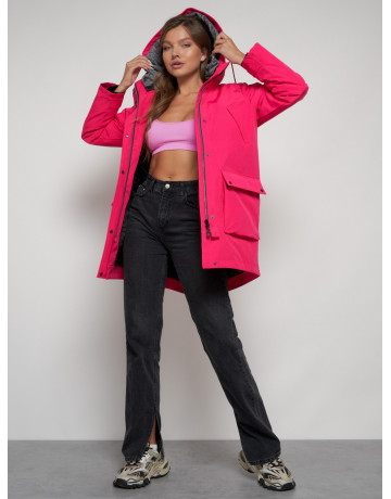 Женская зимняя парка с капюшоном, розовая, для прогулок. в Тюмени