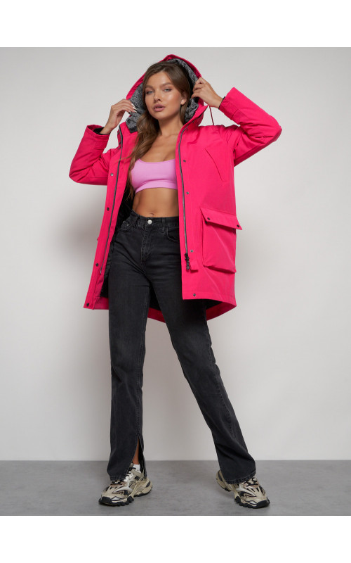 Женская зимняя парка с капюшоном, розовая, для прогулок. в Тюмени