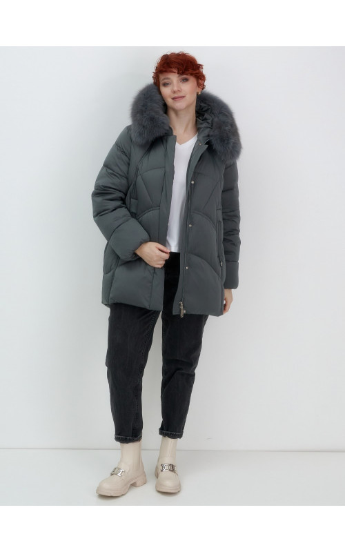 Пуховик для женщин с мехом песца