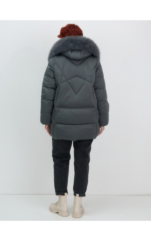 Пуховик для женщин с мехом песца