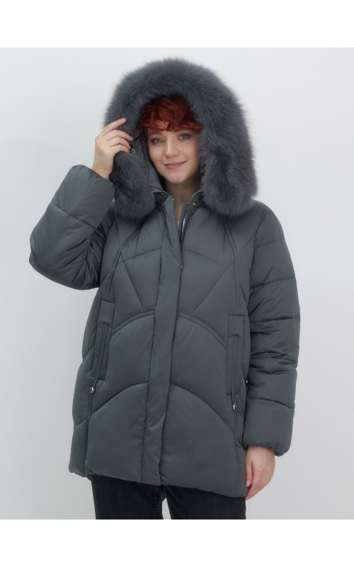 Пуховик для женщин с мехом песца
