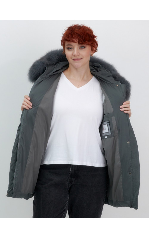 Пуховик для женщин с мехом песца