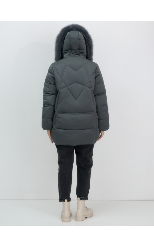 Пуховик для женщин с мехом песца