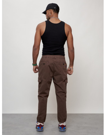 Мужские брюки карго с накладными карманами, коричневые в Тюмени