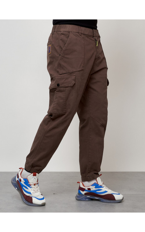 Мужские брюки карго с накладными карманами, коричневые в Тюмени