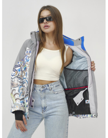 Женская горнолыжная куртка, светло-серый, зима.