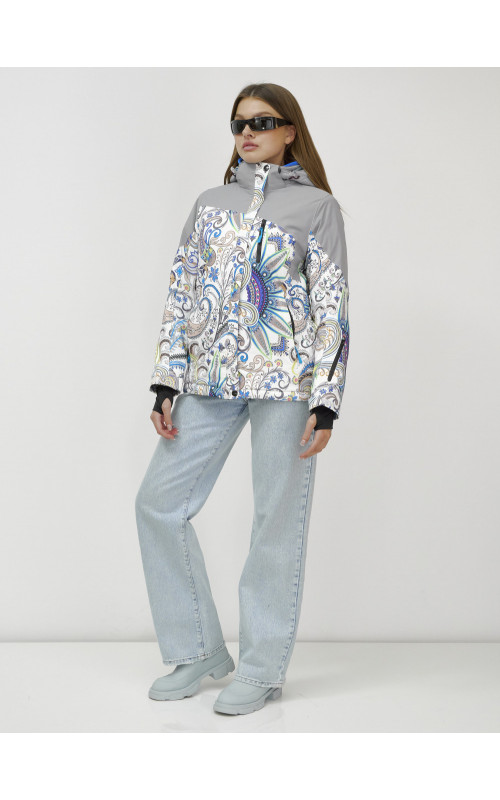 Женская горнолыжная куртка, светло-серый, зима.