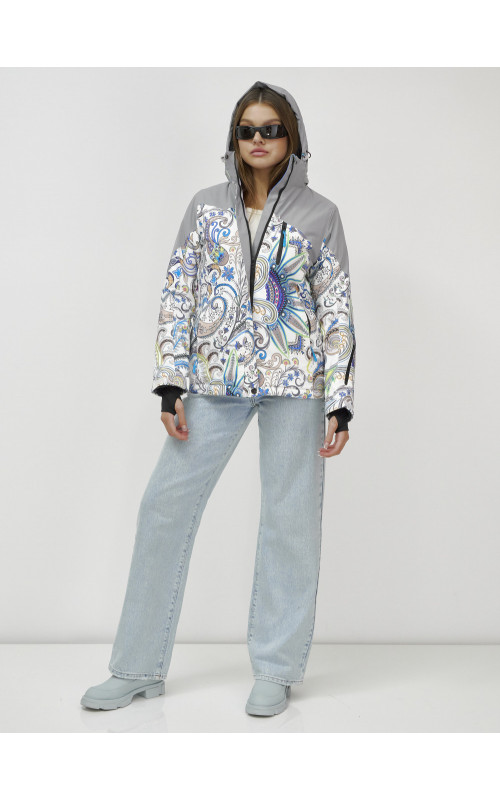 Женская горнолыжная куртка, светло-серый, зима.