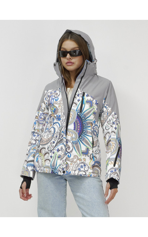 Женская горнолыжная куртка, светло-серый, зима.