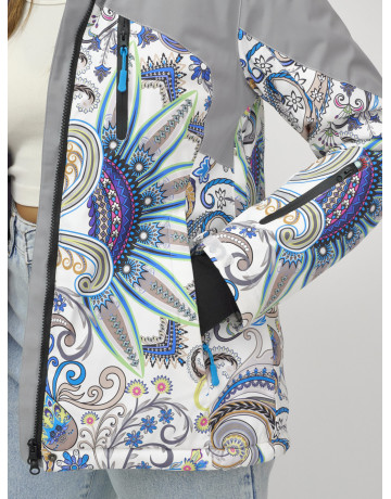 Женская горнолыжная куртка, светло-серый, зима.