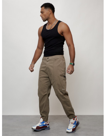 Мужские брюки карго с накладными карманами, бежевые в Тюмени