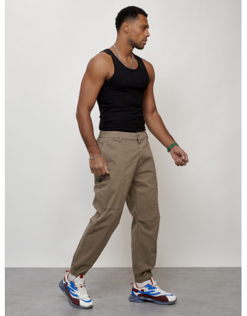 Мужские брюки карго с накладными карманами, бежевые в Тюмени