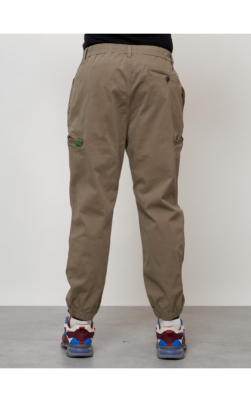 Мужские брюки карго с накладными карманами, бежевые в Тюмени