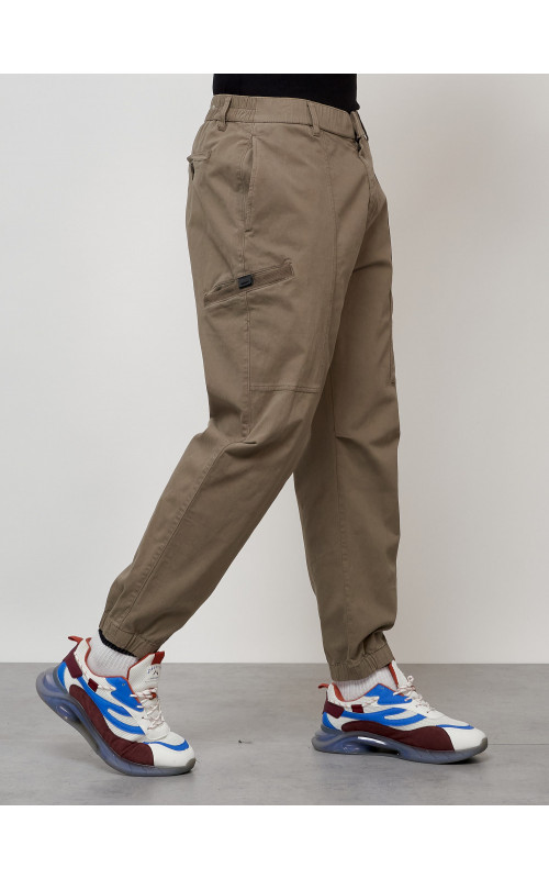 Мужские брюки карго с накладными карманами, бежевые в Тюмени