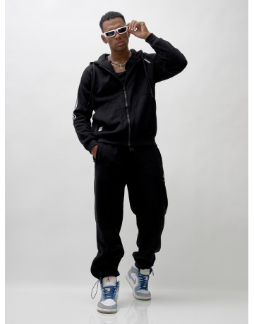 Мужской демисезонный спортивный костюм на флисе, чёрный, для спорта. в Тюмени