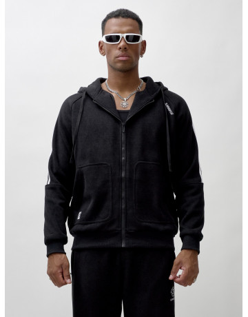 Мужской демисезонный спортивный костюм на флисе, чёрный, для спорта. в Тюмени