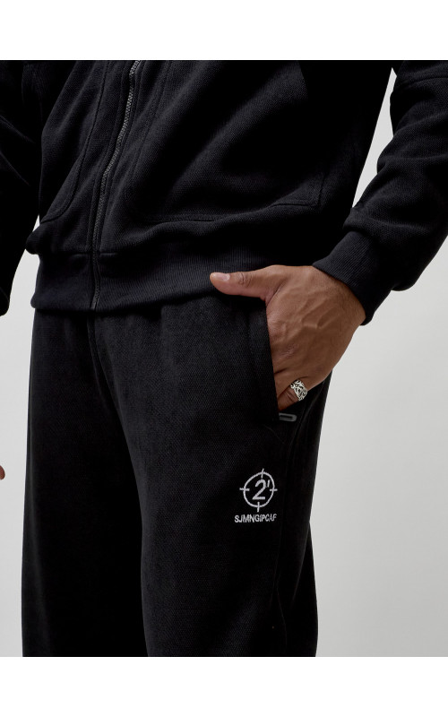 Мужской демисезонный спортивный костюм на флисе, чёрный, для спорта. в Тюмени