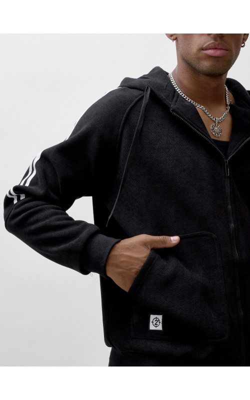 Мужской демисезонный спортивный костюм на флисе, чёрный, для спорта. в Тюмени